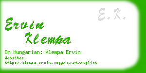 ervin klempa business card